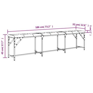 Dark Grey Dining Bench 186x32x45 cm - Stylish & Comfortable