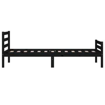 Black Solid Wood Bed Frame 90x190 cm - Modern & Sturdy