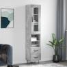 Highboard Concrete Grey 34.5x34x180 cm Engineered Wood Colour concrete grey Quantity in Package 1 Model 2 drawers 2 shelves 