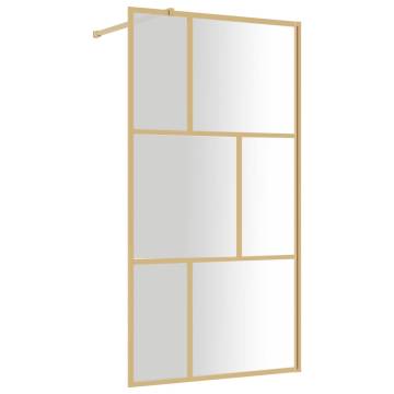 Walk-in Shower Wall with Clear ESG Glass Gold - 115x195 cm