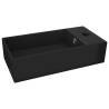 Contemporary Bathroom Sink with Overflow - Matt Black Ceramic