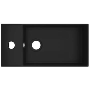 Contemporary Bathroom Sink with Overflow - Matt Black Ceramic