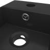 Contemporary Bathroom Sink with Overflow - Matt Black Ceramic