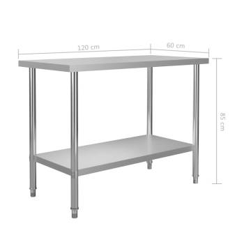 Stainless Steel Kitchen Work Table 120x60x85 cm - Heavy Duty