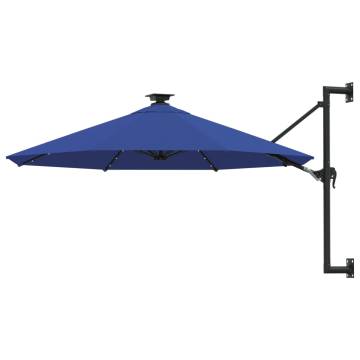 Wall-mounted Parasol with LEDs - 300 cm Blue | HipoMarket