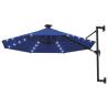 Wall-mounted Parasol with LEDs - 300 cm Blue | HipoMarket