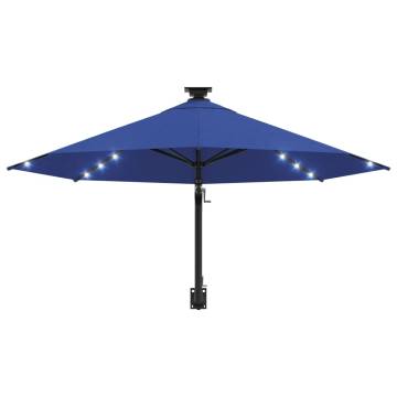 Wall-mounted Parasol with LEDs - 300 cm Blue | HipoMarket