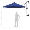 Wall-mounted Parasol with LEDs - 300 cm Blue | HipoMarket