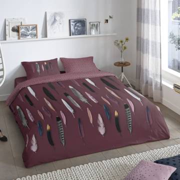 Good Morning Duvet Cover - FEATHERS 200x200/220 cm Bordeaux