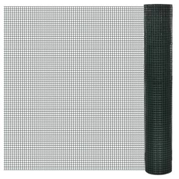 Galvanised Chicken Wire Fence 25x1 m - Green PVC Coated