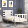 White Single Solid Wood Bed Frame with Headboard - HipoMarket