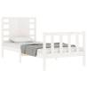 White Single Solid Wood Bed Frame with Headboard - HipoMarket