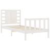 White Single Solid Wood Bed Frame with Headboard - HipoMarket