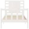 White Single Solid Wood Bed Frame with Headboard - HipoMarket