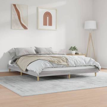 Grey Sonoma Bed Frame 200x200 cm | Durable Engineered Wood