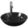 Stylish Black Tempered Glass Bathroom Sink with Tap & Drain