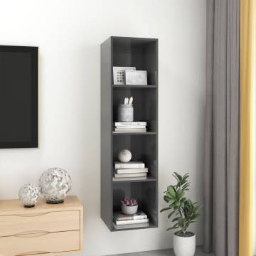 Elegant High Gloss Grey Wall-Mounted TV Cabinet - 37x37x142.5 cm