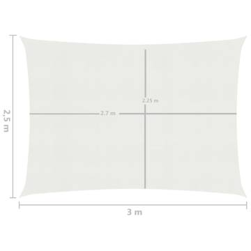 Sunshade Sail 160g/m² White 2.5x3m - UV & Mould Resistant