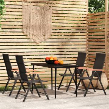 5 Piece Garden Dining Set Black - Outdoor Furniture