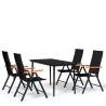 5 Piece Garden Dining Set Black - Outdoor Furniture