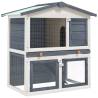 Outdoor Rabbit Hutch 3 Doors Grey Wood Colour grey 