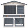 Outdoor Rabbit Hutch with 3 Doors - Grey Wood