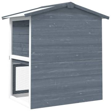 Outdoor Rabbit Hutch with 3 Doors - Grey Wood