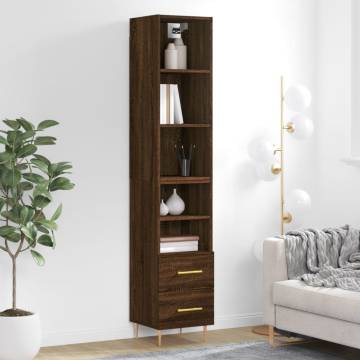 Stylish Highboard Brown Oak 34.5x34x180 cm - Hipomarket UK