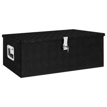 Durable Black Aluminium Storage Box - 90x47x33.5 cm