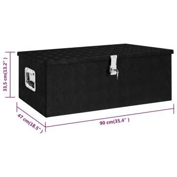 Durable Black Aluminium Storage Box - 90x47x33.5 cm