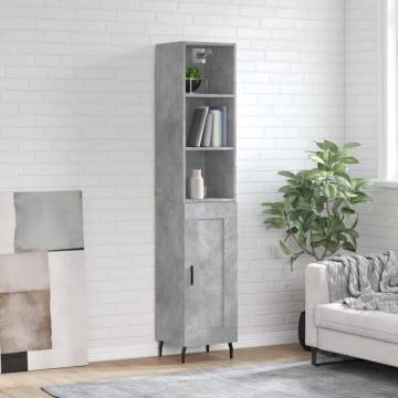 Stylish Highboard Concrete Grey - 34.5x34x180 cm