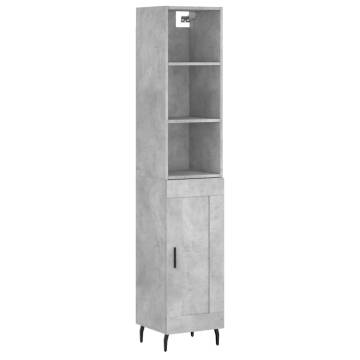 Stylish Highboard Concrete Grey - 34.5x34x180 cm