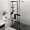 Walk-in Shower Wall with Shelf Black 80x195 cm ESG Glass&Aluminium Colour transparent Size 80 x 195 cm Model 4x4 grids 