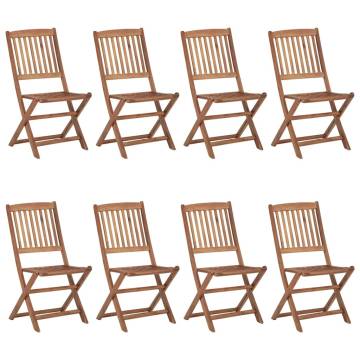 Folding Outdoor Chairs Set - 8 pcs Solid Acacia Wood