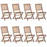 Folding Outdoor Chairs Set - 8 pcs Solid Acacia Wood