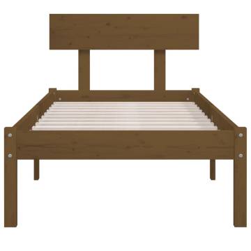 Honey Brown Solid Wood Bed Frame 90x200 cm - Modern Design