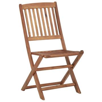 Folding Outdoor Chairs Set - 8 pcs Solid Acacia Wood