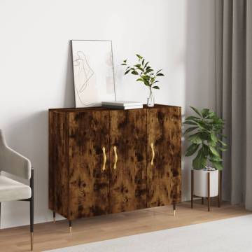 Smoked Oak Sideboard 90x34x80 cm - Modern Engineered Wood