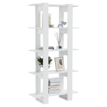 High Gloss White Book Cabinet/Room Divider - 80x30x160 cm