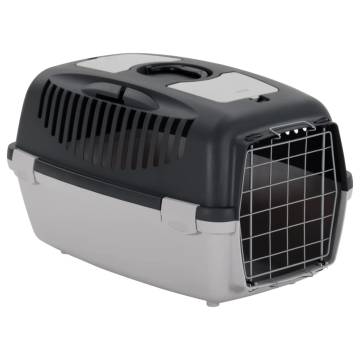 Pet Carrier Grey & Black - Durable Transport Box (61x40x38 cm)