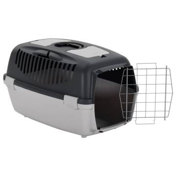 Pet Carrier Grey & Black - Durable Transport Box (61x40x38 cm)