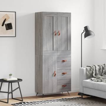 Stylish Highboard Grey Sonoma - 69.5x34x180 cm