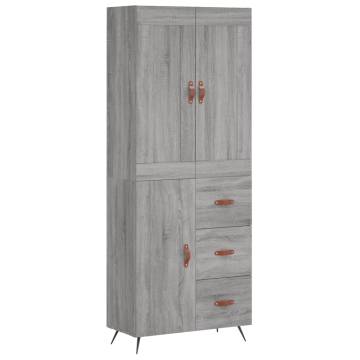 Stylish Highboard Grey Sonoma - 69.5x34x180 cm