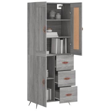 Stylish Highboard Grey Sonoma - 69.5x34x180 cm