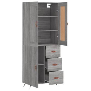 Stylish Highboard Grey Sonoma - 69.5x34x180 cm