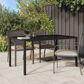 Stylish Brown Garden Table 150x90 cm - Poly Rattan & Glass