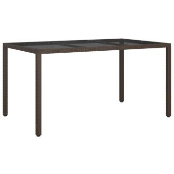 Stylish Brown Garden Table 150x90 cm - Poly Rattan & Glass