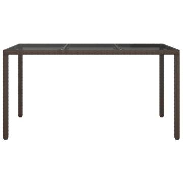 Stylish Brown Garden Table 150x90 cm - Poly Rattan & Glass