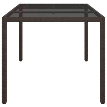 Stylish Brown Garden Table 150x90 cm - Poly Rattan & Glass