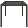 Stylish Brown Garden Table 150x90 cm - Poly Rattan & Glass